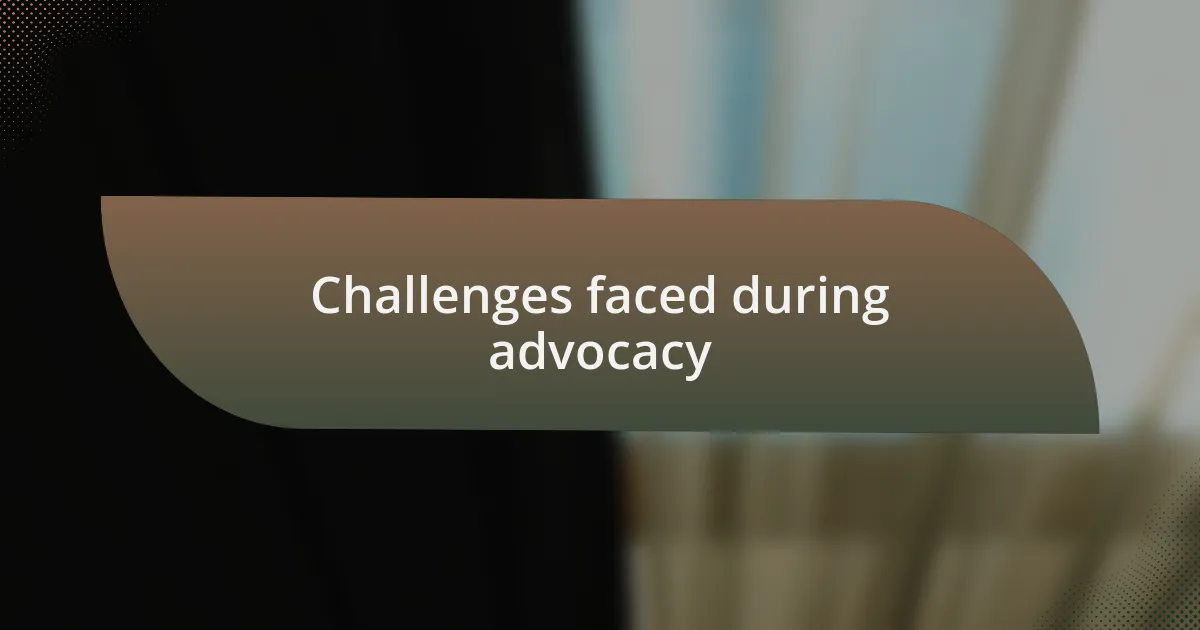 Challenges faced during advocacy