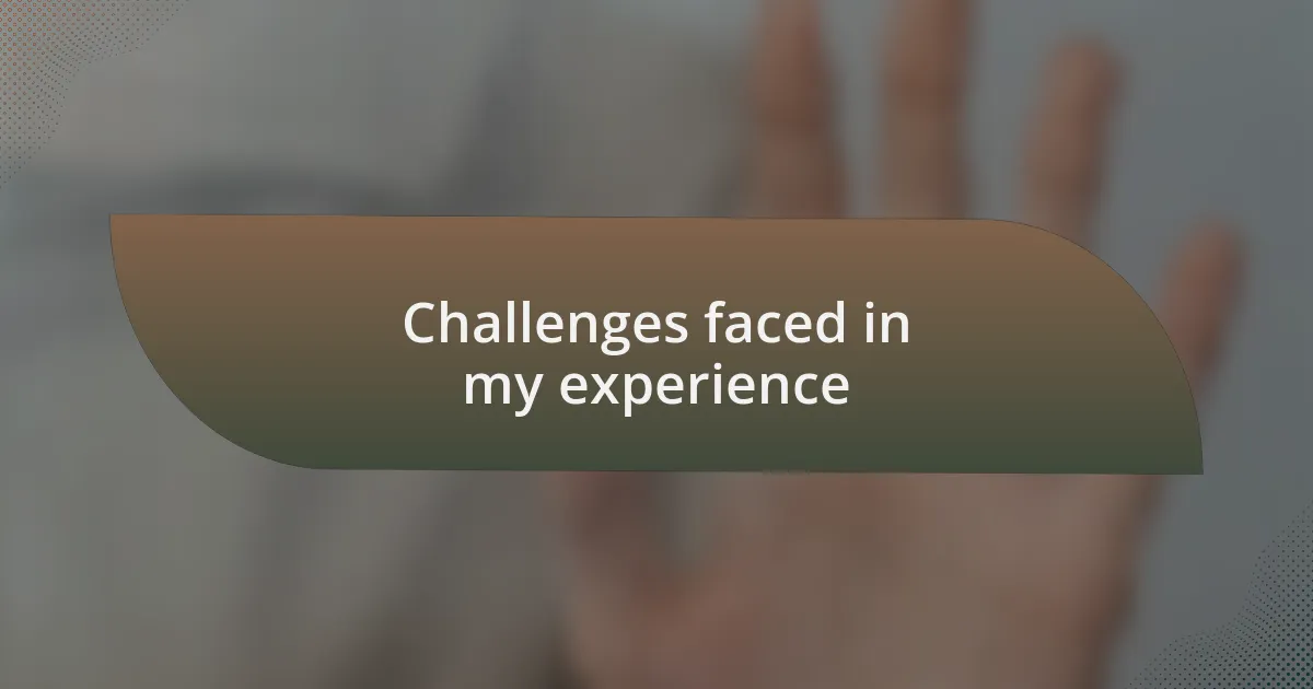 Challenges faced in my experience