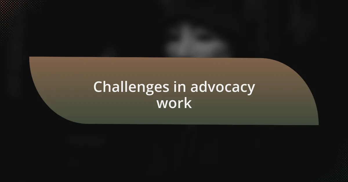 Challenges in advocacy work