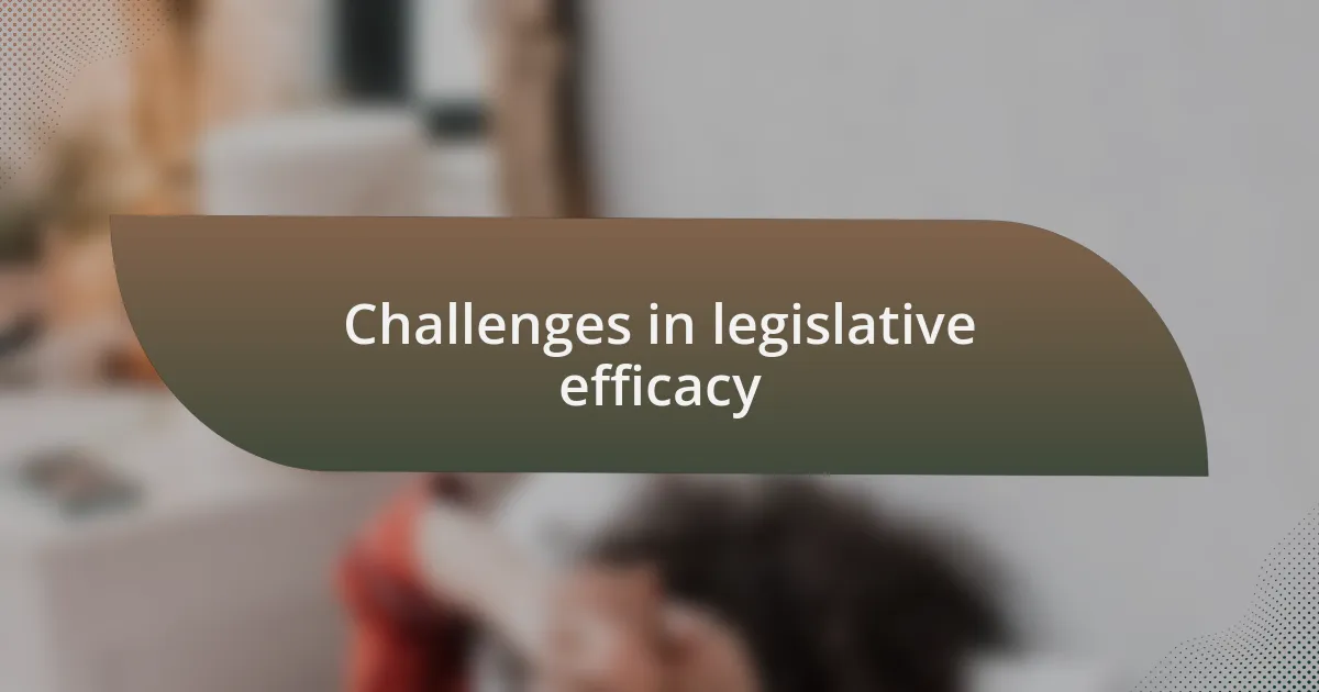 Challenges in legislative efficacy