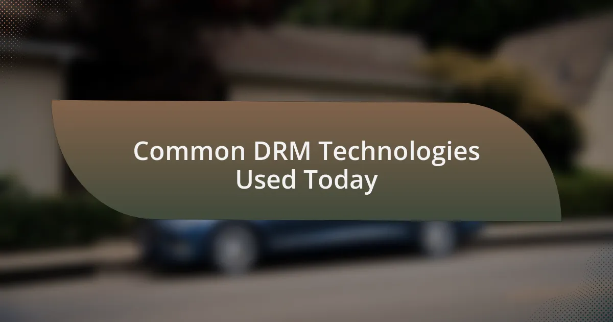 Common DRM Technologies Used Today
