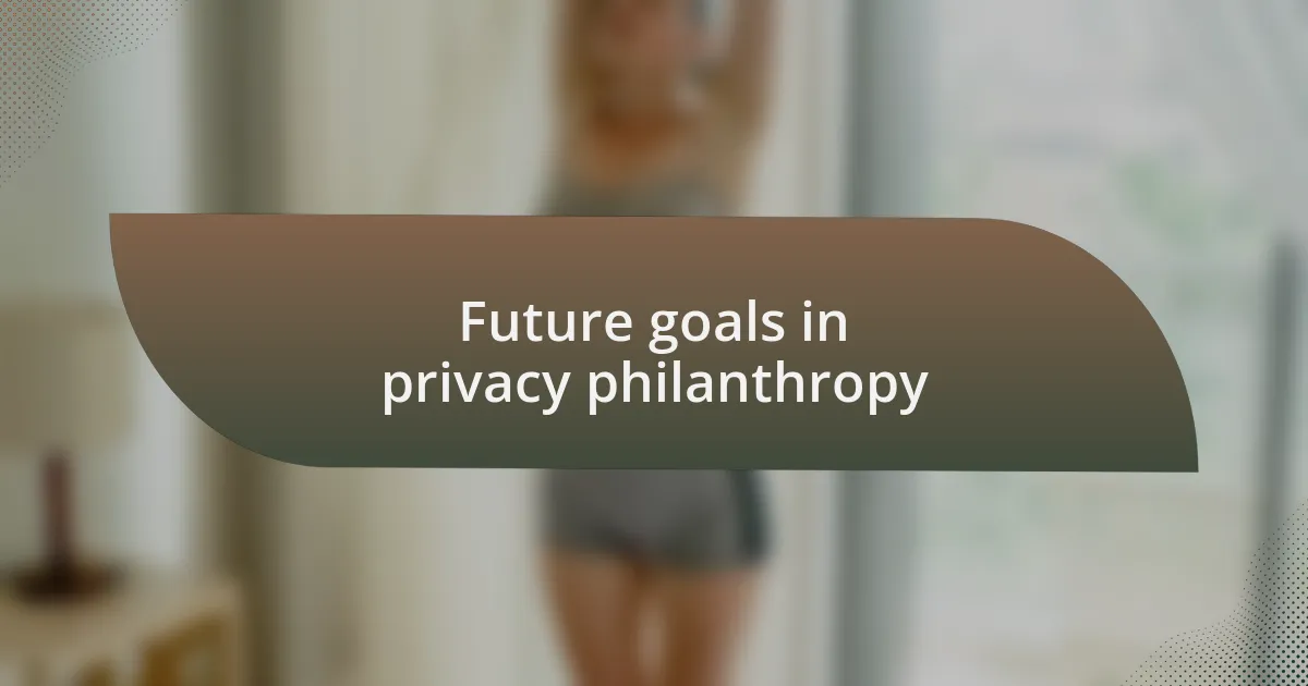 Future goals in privacy philanthropy