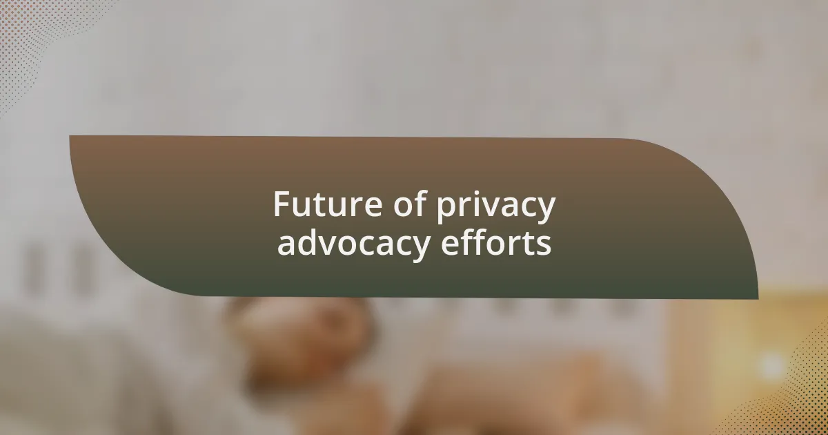 Future of privacy advocacy efforts