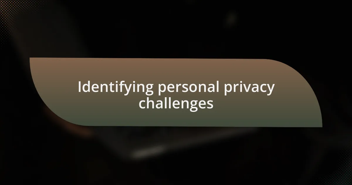 Identifying personal privacy challenges