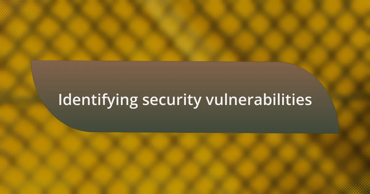 Identifying security vulnerabilities