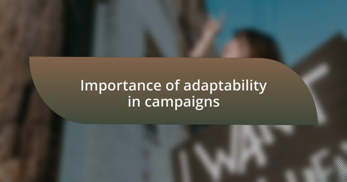 Importance of adaptability in campaigns