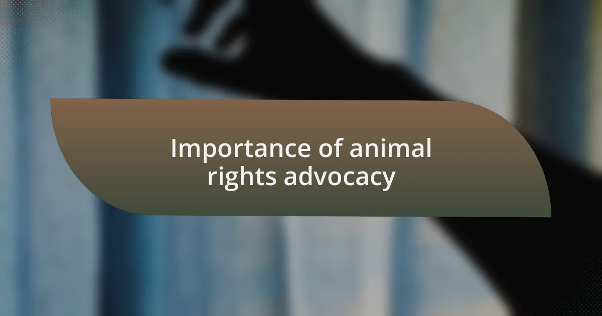 Importance of animal rights advocacy
