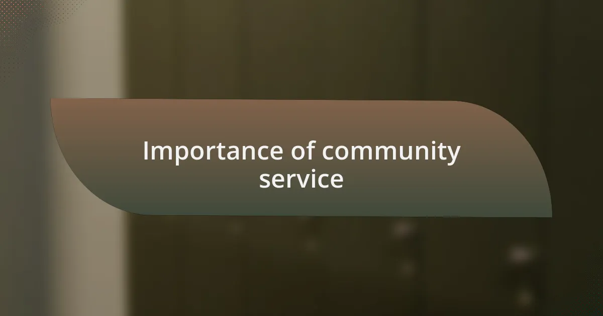 Importance of community service