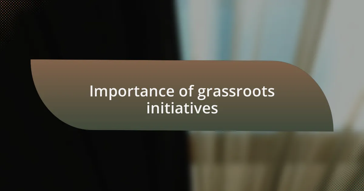 Importance of grassroots initiatives