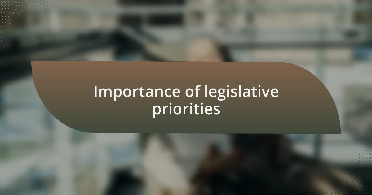 Importance of legislative priorities