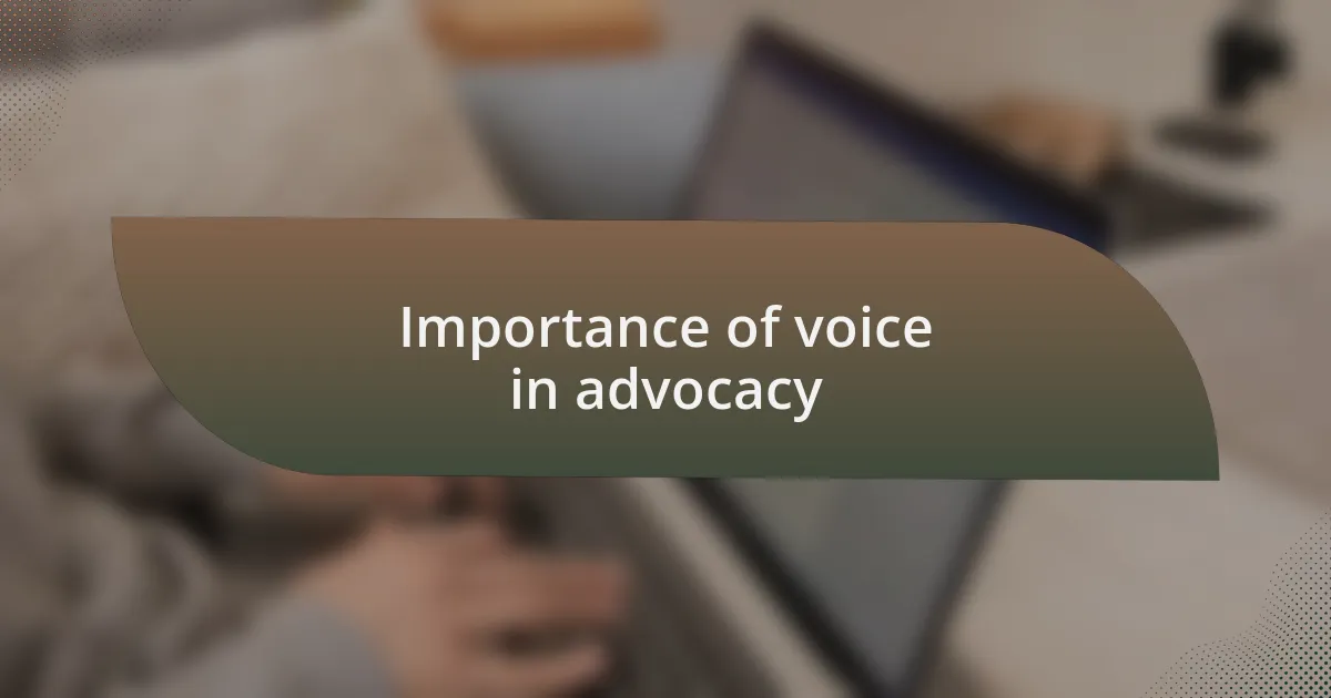 Importance of voice in advocacy