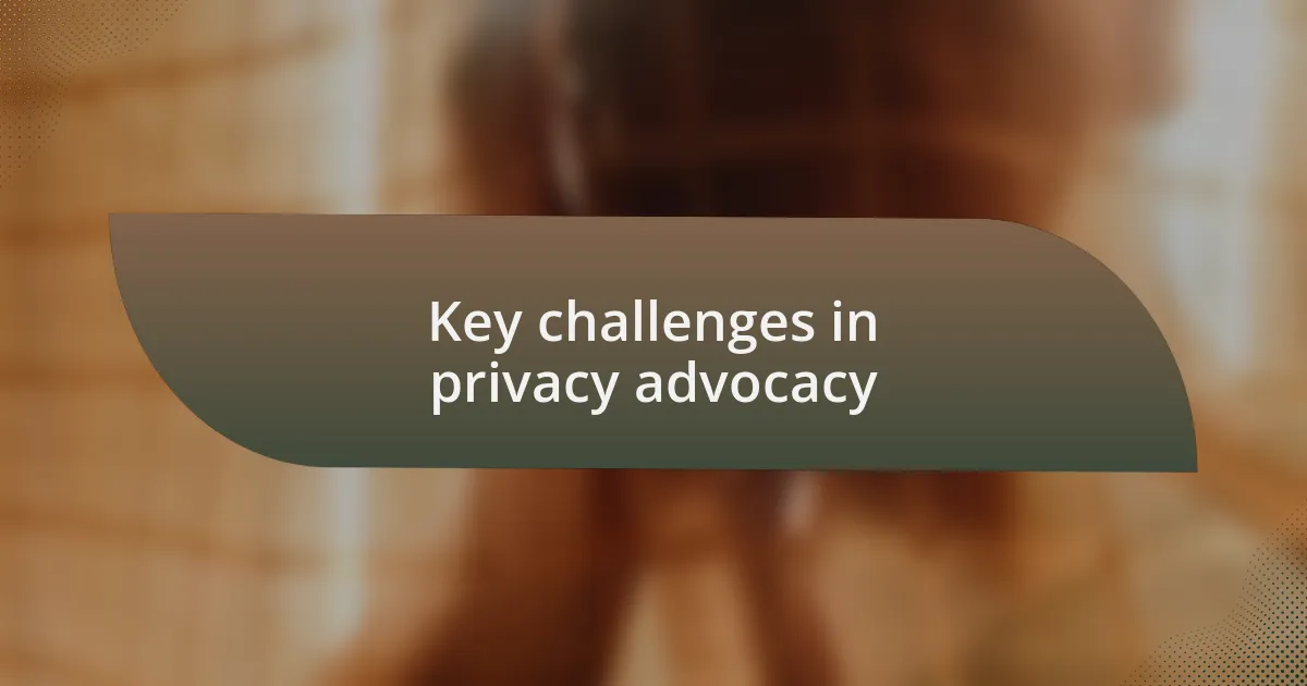 Key challenges in privacy advocacy