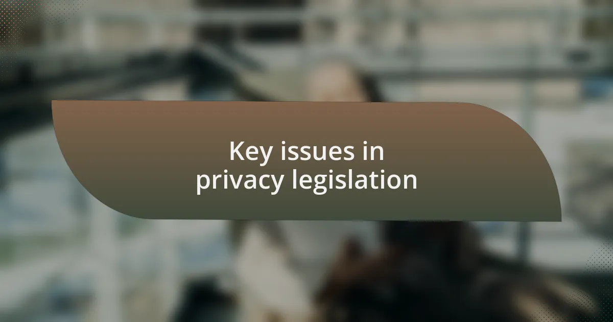 Key issues in privacy legislation