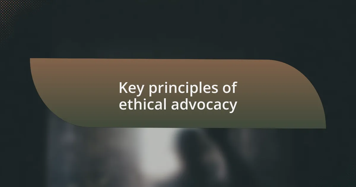 Key principles of ethical advocacy
