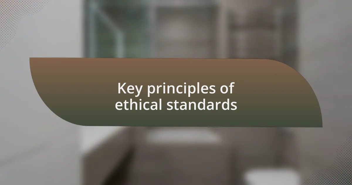 Key principles of ethical standards