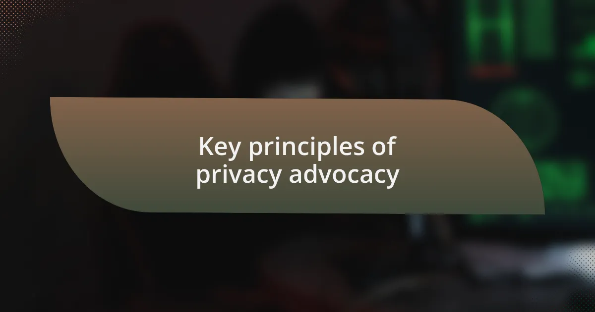 Key principles of privacy advocacy