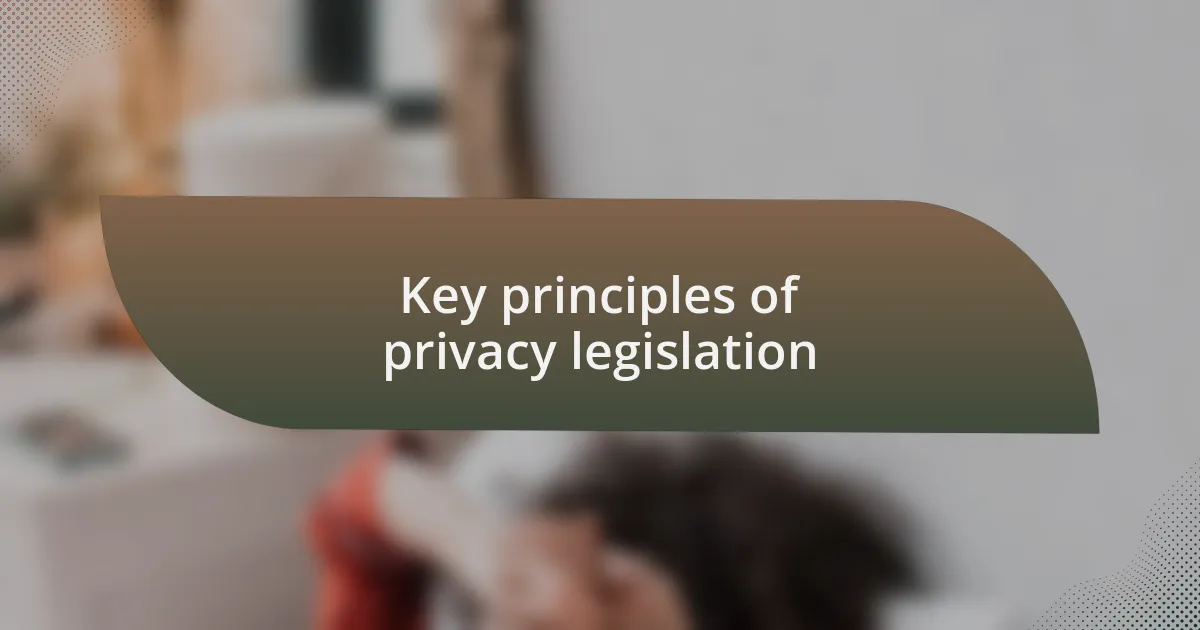 Key principles of privacy legislation