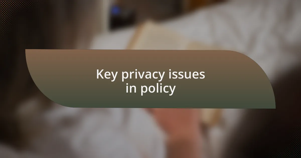 Key privacy issues in policy