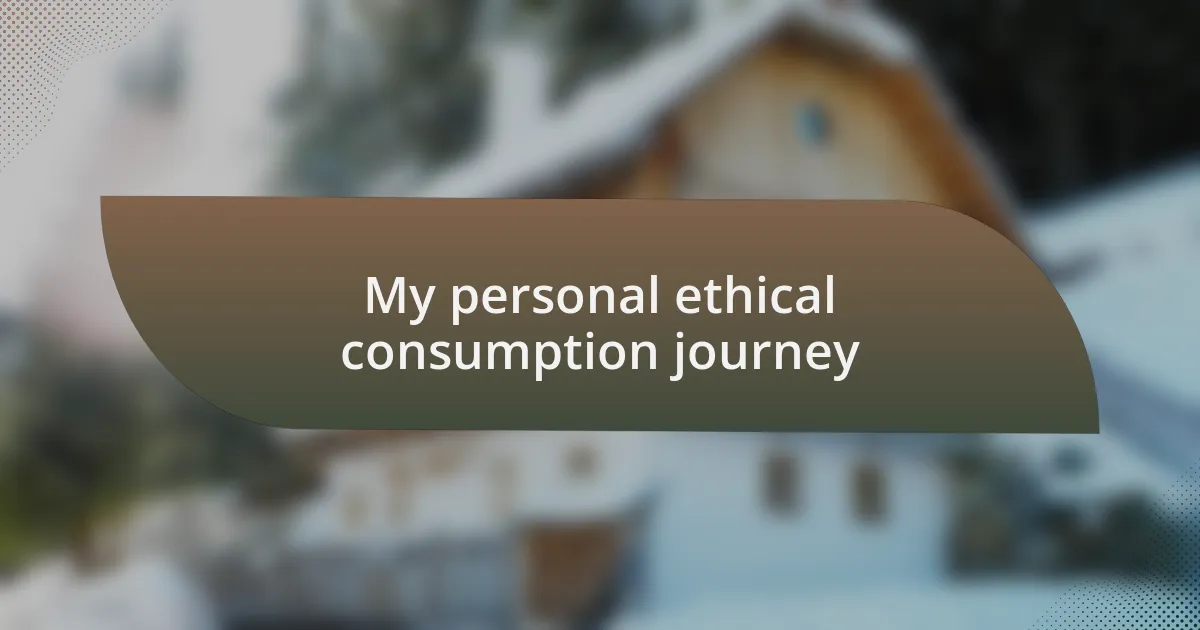 My personal ethical consumption journey