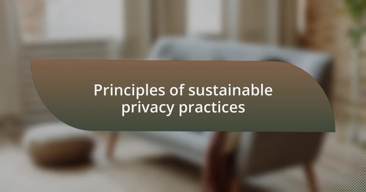 Principles of sustainable privacy practices