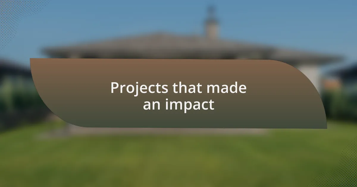 Projects that made an impact