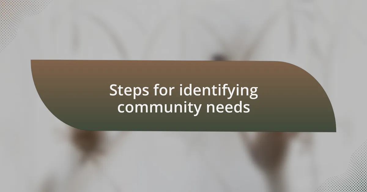 Steps for identifying community needs