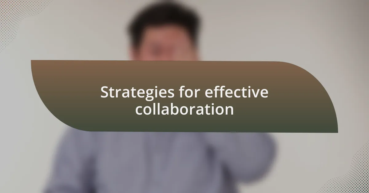 Strategies for effective collaboration