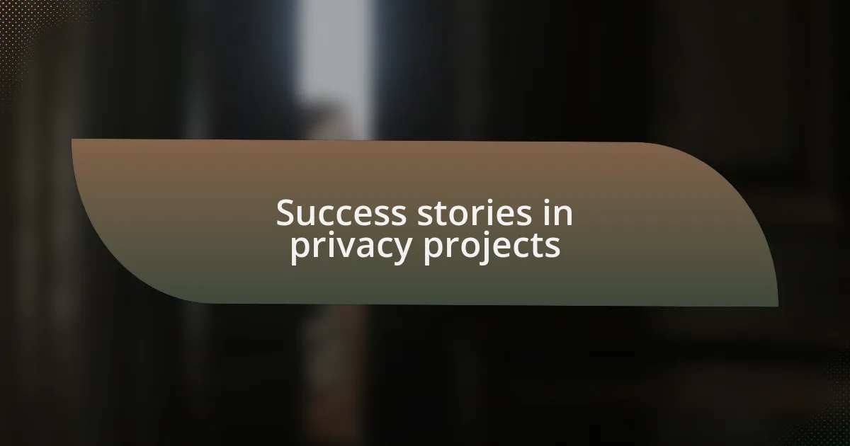 Success stories in privacy projects
