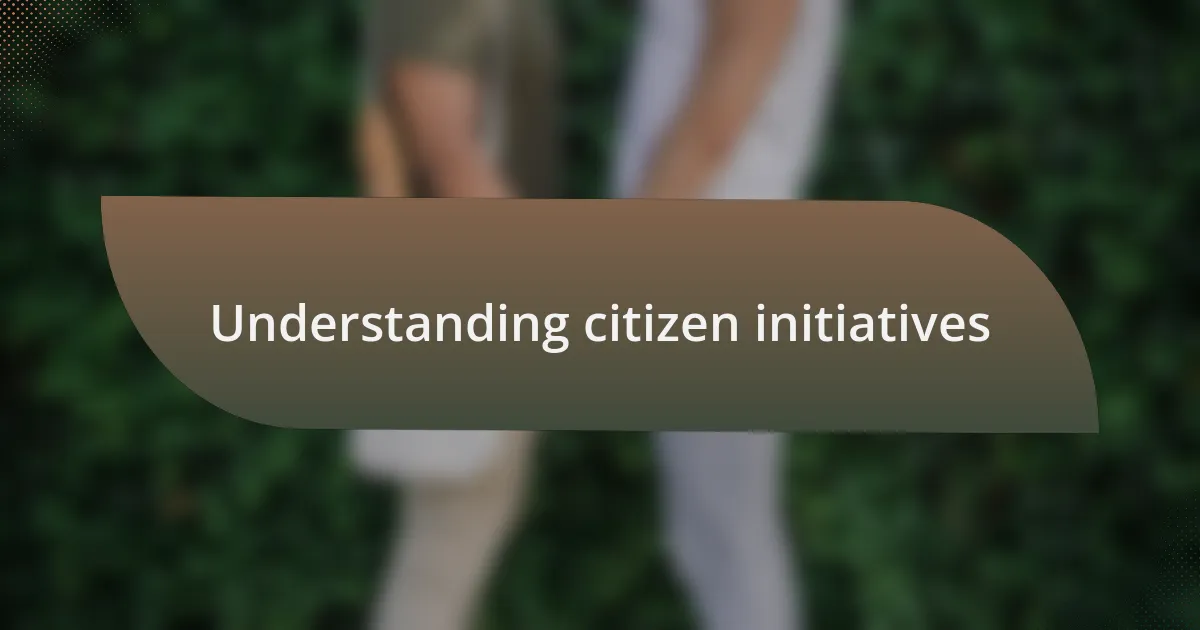 Understanding citizen initiatives