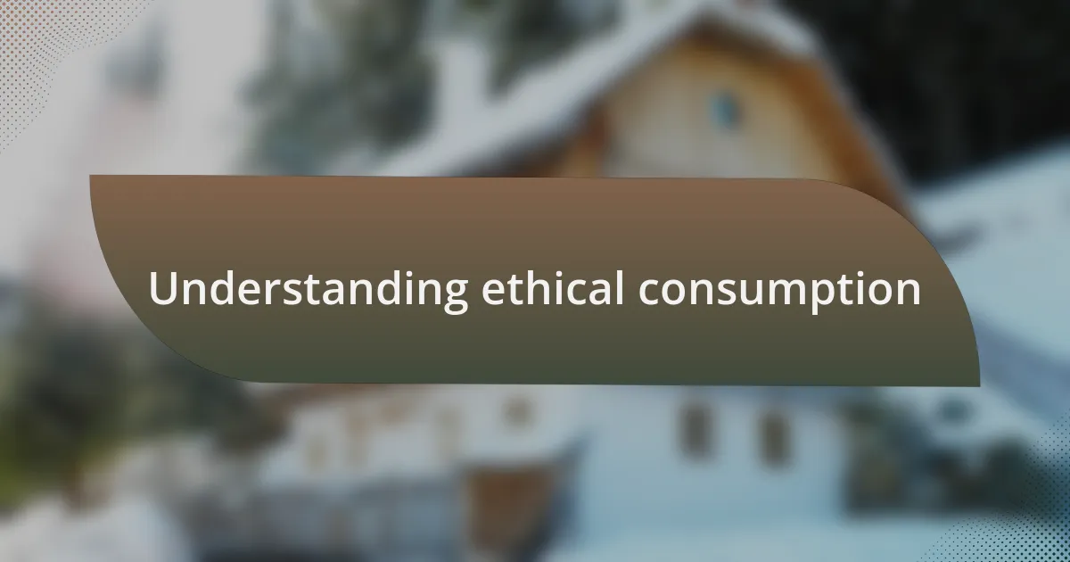 Understanding ethical consumption