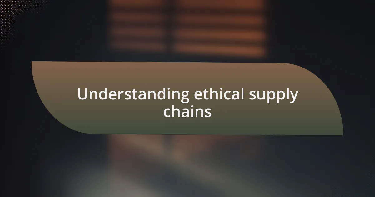 Understanding ethical supply chains