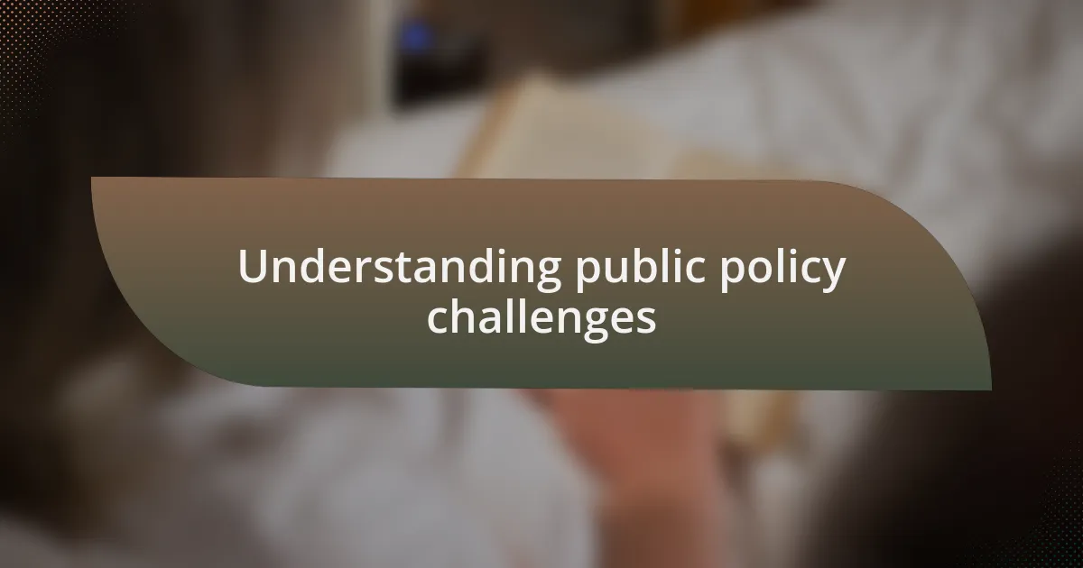 Understanding public policy challenges