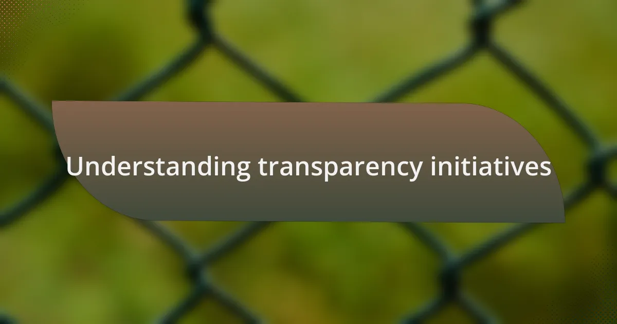 Understanding transparency initiatives